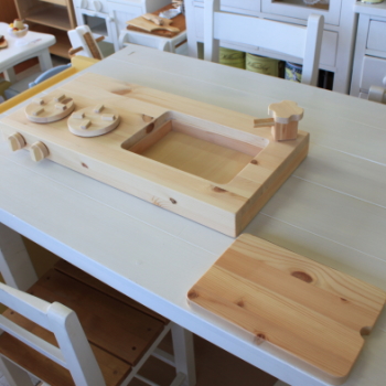手作り木製卓上ままごとキッチン フラット